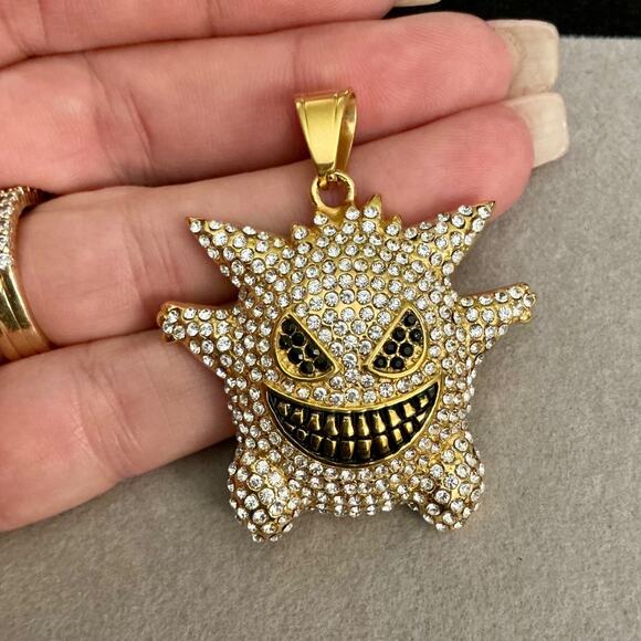 Brand New- Iced GENGAR Pokémon Pendant Medium -Gold & Black - Picture 5 of 10